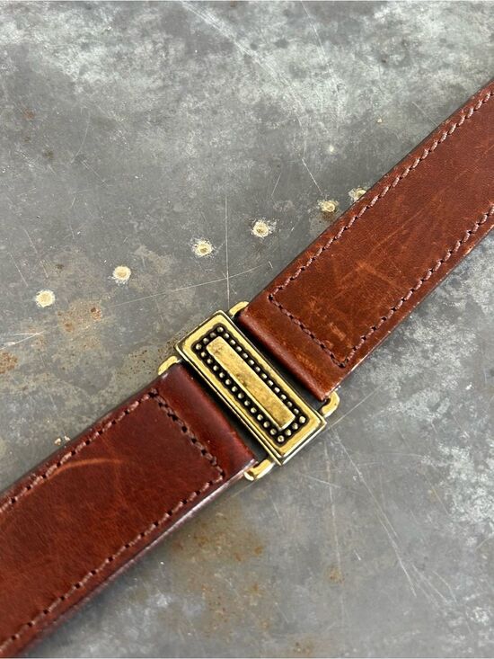 Vintage Fossil Genuine Leather Link Belt Brown Brass Tone Buckle main image 13